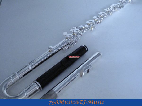 

professional new silver bass flute c key off set g key italian pad greandilla wood headjoint wood headjoint with case