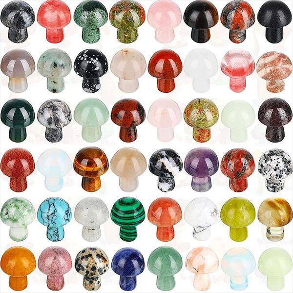 

20mm random color crystal mini mushroom plant statue natural stone carving aquarium home decoration polishing gem beads