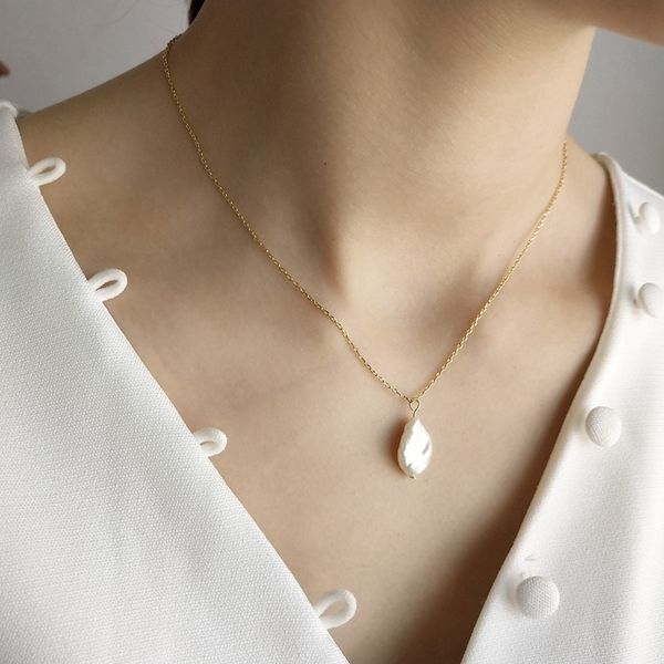 

louleur 925 sterling silver baroque pearl pendants necklace simple design wild elegant charm for women jewelry 220722