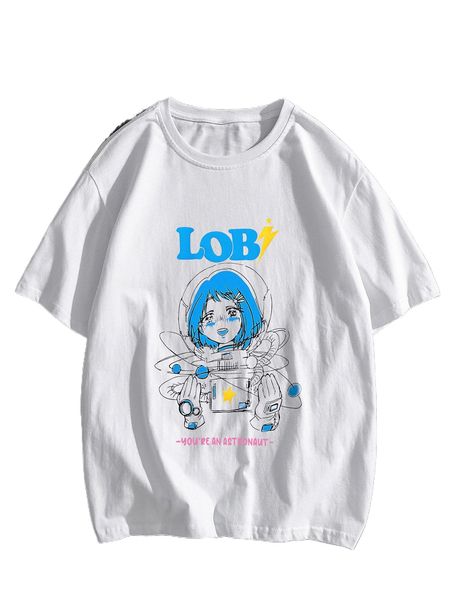 

men cartoon & slogan graphic tee 33da#, White;black