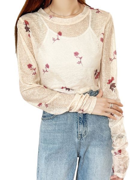 

dazy floral print ruched sheer without cami w6rc#, White