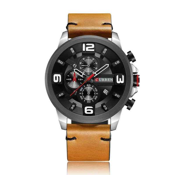 

huiya06 waterproof watch quality men's sports watch steel strap, Slivery;brown