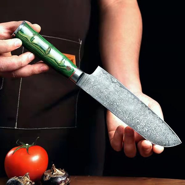 Santoku bıçak 67 Katman Şam Mutfak Bıçakları Çelik Japon Şef Bıçak Dövme Çelik Et Meyve Sebzeleri Pişirme Araçları