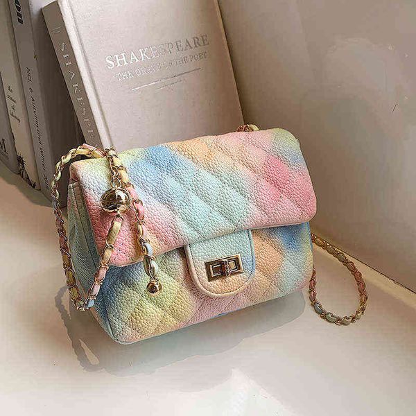 Fashion Rainbow Women Shoulder Crossbody Borse Frizioni 2022 Nuova catena Borsa a mano Borse da donna Messenger Borse Totes Alta qualità Y220409