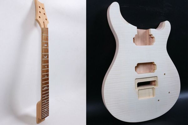 Gitar gövdesi maun flam akçaağaç kapağı diy elektro gitar 24.75 24 perde kilitleme