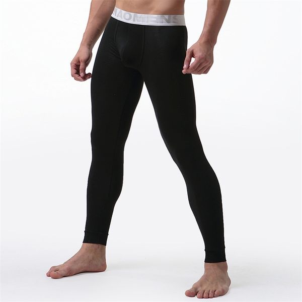 

mens long johns underwear solid color male leggings hombre thermal underpants modal elasticity soft termico long johns lj201008, Black;white