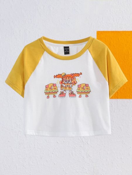 

x ebony sanders raglan sleeve cartoon graphic b3cn#, White