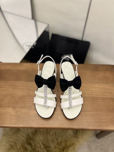 

classic women's shoes high heels sandals fashion beach dress vintage ladies sandals leather sheepskin handmade bows 35-40, Black