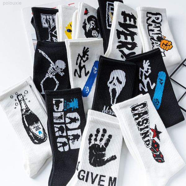 

korean mens womens basketball harajuku sports socks fun and 5 pairs, Black