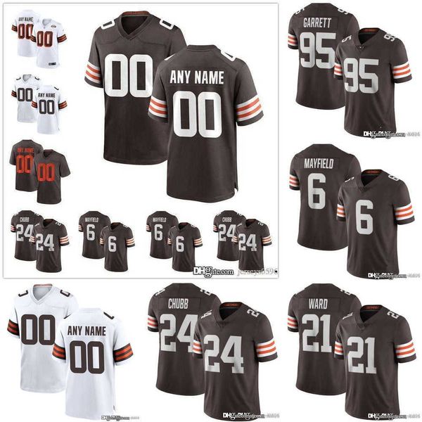 

football jerseys custom cleveland''browns''4 deshaun watson 24 nick chubb 95 myles garrett, Black;red