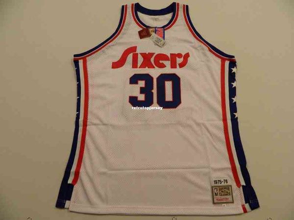 

mitchell & ness sewn george mcginnis white #30 jersey size xs-6xl stitched basketball jerseys vest shirt, Black