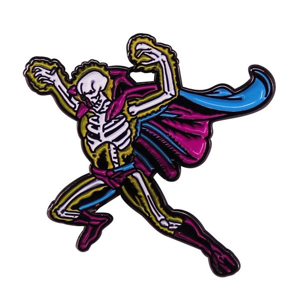 

cloak skeleton enamel pin jewelry, Blue