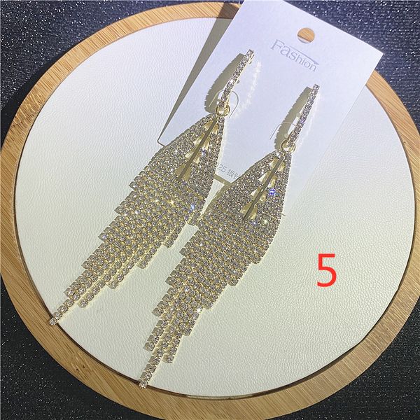 

dhl ship 2020 exaggerated big earrings claw chain set diamond drip fashion long tassel earrings drop mixed wholesale, Silver