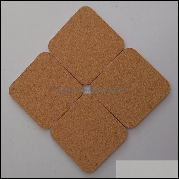 Quadratische Holzkaffeetassenmatte Hitzebeständiger Korkuntersetzer Teegetränk Wein Anti-Rutsch-Pads Tischdekoration Wasserflaschen Untersetzer Bh4759 Drop Del