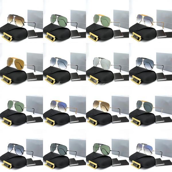 

designer classic sunglasses uv400 eyewear metal frame glasses men women glass sunglass with box, White;black