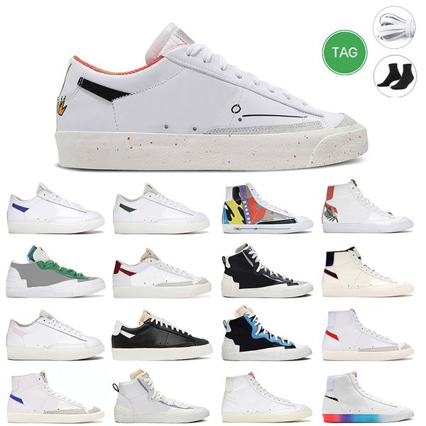 Blazer Mid 77 Scarpe Bianco Nero Blu Multi Color Magma Orange Sneakers firmate da uomo scarpe da ginnastica da jogging all'aperto a piedi