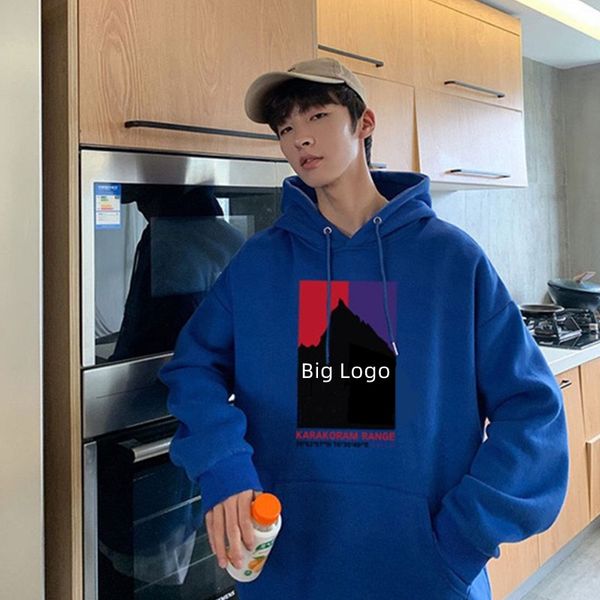 

men's sweatshirts trend spring and autumn couple loose long sleeves casual printed letters hooded round neck pullover cotton sportswear, Black