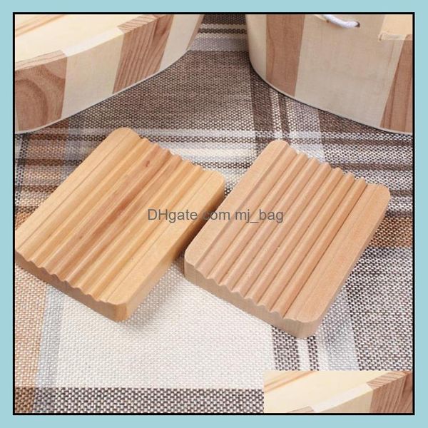 Platos de jabón Accesorios de baño Baño Hogar Jardín Madera Natural Bambú Bandeja Titular Almacenamiento Rack Placa Caja Containe DHBVR