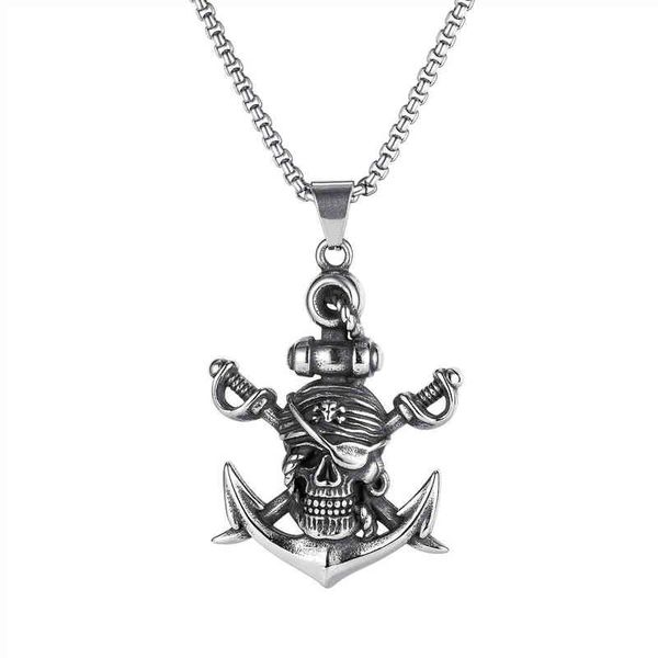 

opk jewelry design double sword pirate titanium steel necklace, Silver