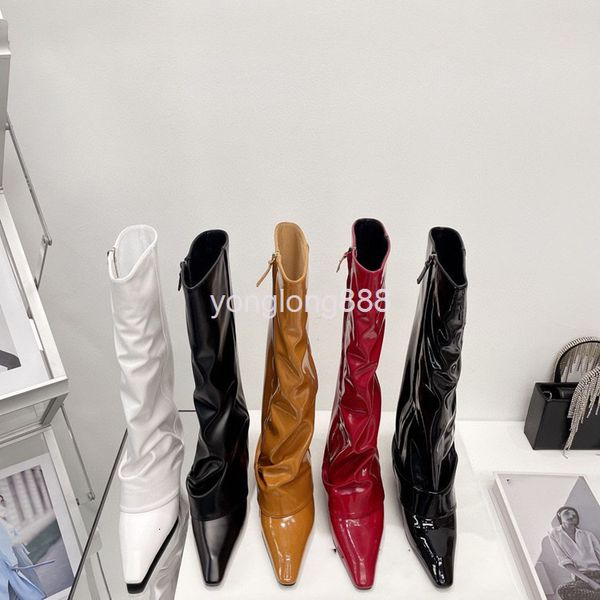 

boots boots high heel medium tube over the knee thin trouser leg straight pointed head knight women, Black
