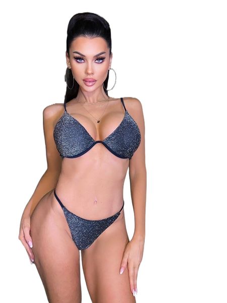 

glitter underwire bikini swimsuit b7tl#, White;black