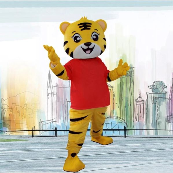 Tiger Maskottchen Kostüm -Cartoon -Ansatzanzug Erwachsener Kindergröße lustige Kleidung für Festivalfeiern