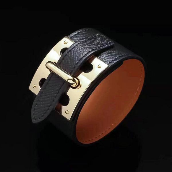 

brand jewerlry genuine leather bracelet for women, Golden;silver