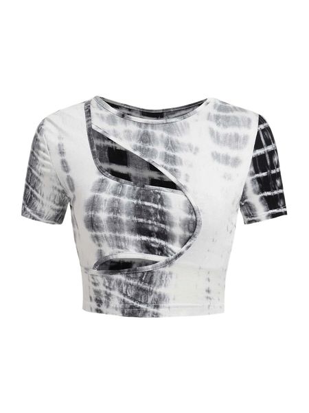 

tie dye cut out crop tee k8wz#, White