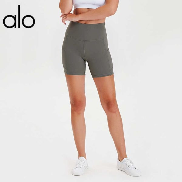 

alo yoga shorts women's double sided brushed nude running shorts high waist hip lift sports pants