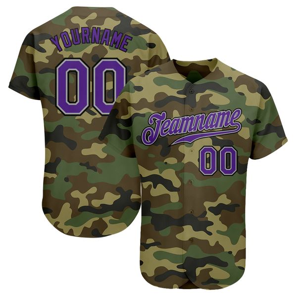 

custom camo purple-black authentic salute to service baseball jersey, Blue;black