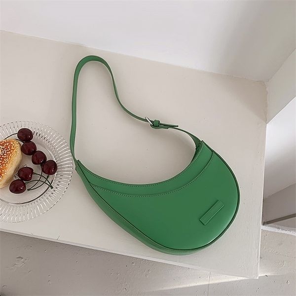 

jiomay women shoulder pu leather and handbag female shopper summer fashion simple irregular underarm crescent bag 220804