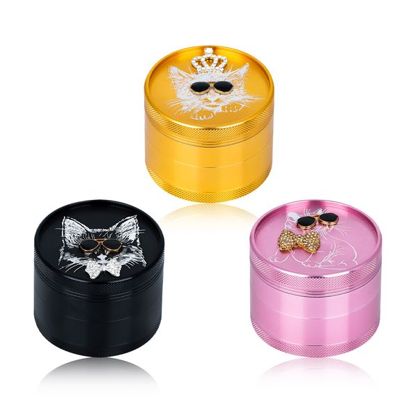 Bonito animal design fumar erva especia moedor liga de alumínio diâmetro 63mm 4 peça metal tobacco triturador acessório de fumo atacado