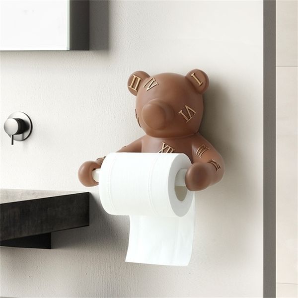 Decoração de urso Decor de banheiro Banheiro montado na parede Caixa de lenço de lenço de papel de papel de papel de papel Toalha de papel Acessórios de banheiros 210326
