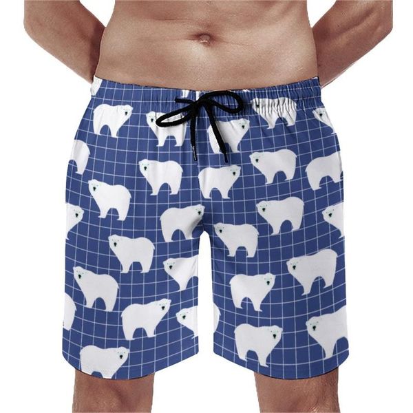 Pantaloncini da uomo Nordic Animal Board Pantaloni corti da spiaggia con stampa di orso polare Elastico in vita Modello Costume da bagno stampato Taglia grandeUomini