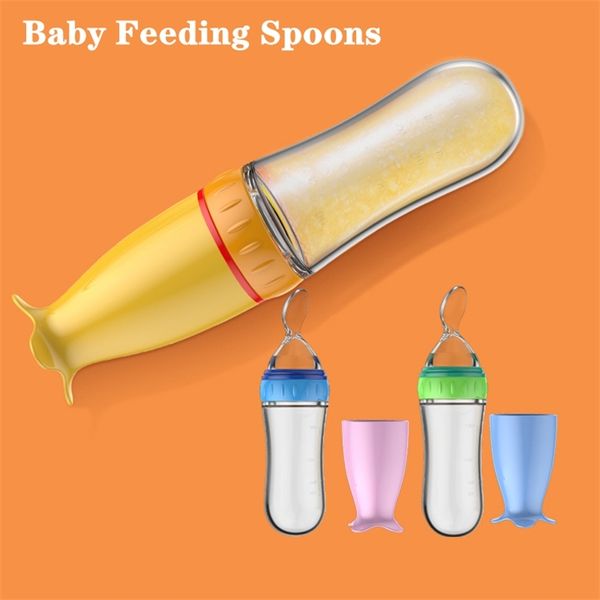 Colher Bebé Alimentador Biberão Alimentar Colheres Remédios Crianças Bebé Talheres Alimentador Squeeze Utensílios Acessórios Nascidos em Silicone 220715