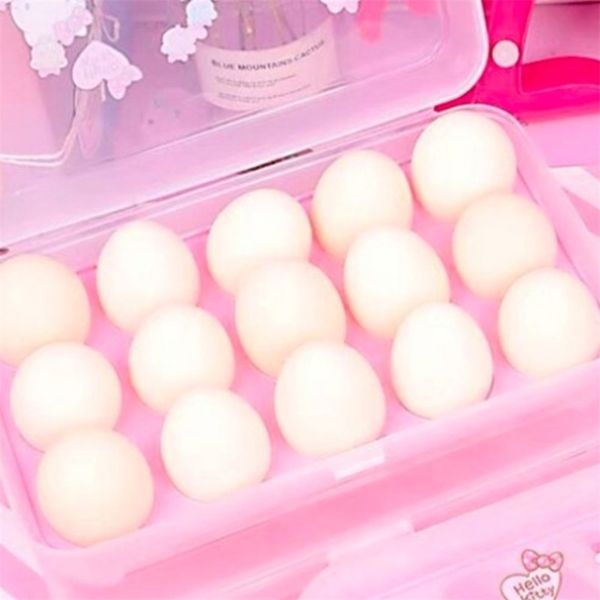 12pcs carino rosa scatola di immagazzinaggio di uova di plastica portaoggetti portatile articoli da cucina forniture 201022