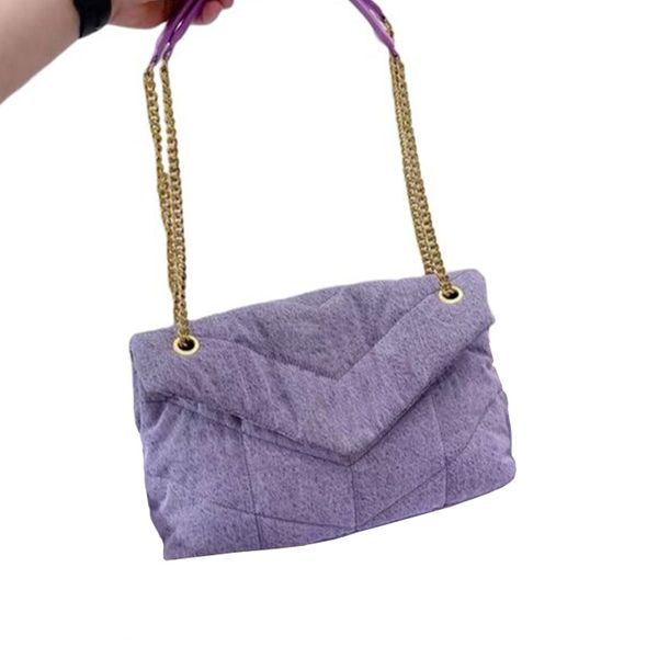 

womens handbag women purple blue chain denim bag washed canvas shoulder crossbody bags classic letter sequined flap designer handbags messen