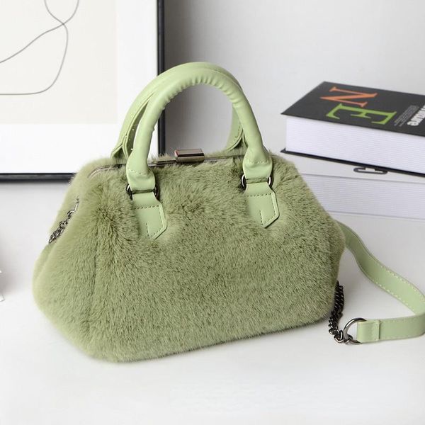 

evening bags fashion soft plush women's shoulder luxury faux fur ladies clutch purse handbags winter female small tote messenger bageve