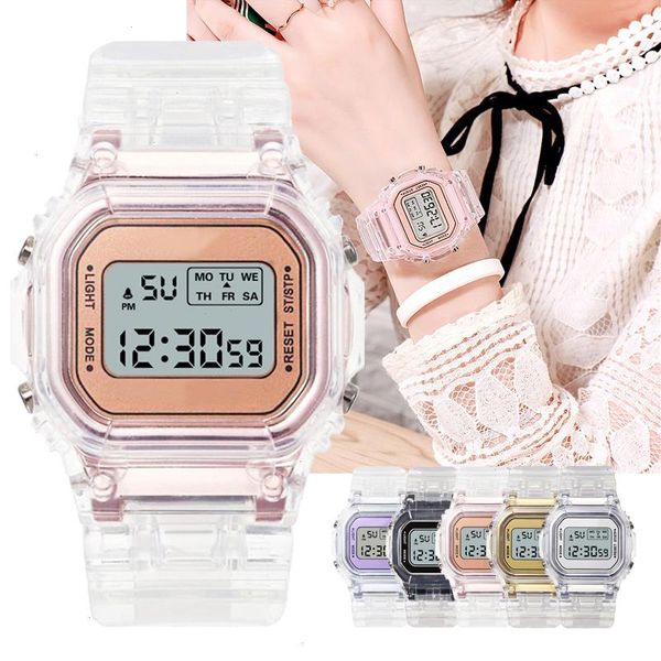 Orologio alla moda Donna Uomo Oro Casual Trasparente Orologi sportivi digitali Amanti Orologio Orologio da polso per bambini Donna Reloj Mujer