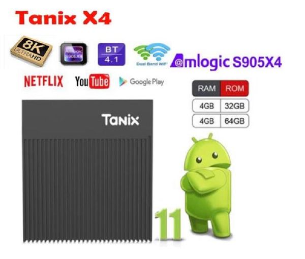 Tanix X4 Android 11,0 Amlogic S905X4 Smart TV BOX 4 ГБ 32 ГБ/64 ГБ ПЗУ 2,4G5G Wi-Fi 100M LAN Youtube телеприставка VS tx6s x96q