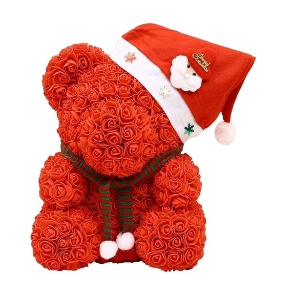 25 centimetri di Natale PE Orso di rose Fiore di rosa artificiale Regali di anno per le donne Regali di San Valentino per bambini Y201020