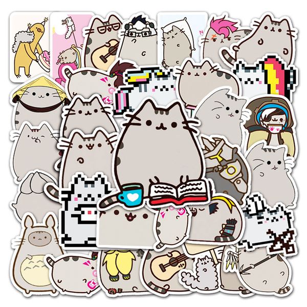 

new waterproof 10/30/50pcs cute chunky cat pixel cartoon stickers aesthetic phone lapguitar travel luggage graffiti decal sticker for kids c