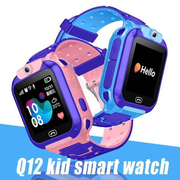 

card kids smart watch waterproof tracker sim support for q12 sos anti-lost compatible lbs android phone with retai patsr, Slivery;black