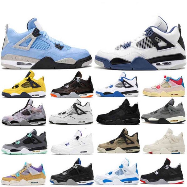 

black cat 2022 lightning 4 4s midnight navy men women basketball shoes white neon sports sneakers trainers fire red university chaussures