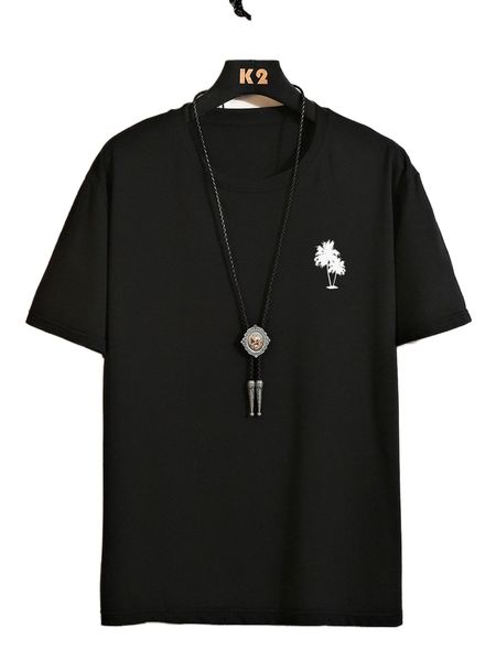 

men palm tree print tee y7le#, White;black