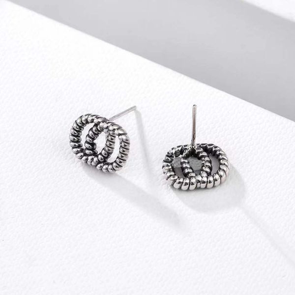 

new 2022 stud earring fashion letter g 925 silver earrings aretes ladies party wedding couple gift jewelry engagement, Golden;silver