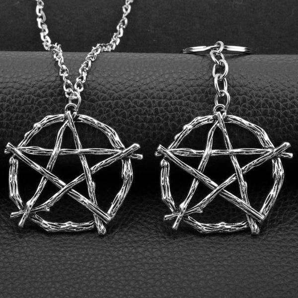 Kolye Kolyeleri Lucifer'in Mark Pentagram Steampunk Gotik Takı Büyücülük Musluğu Okült Wiccan Kolye Droppendant