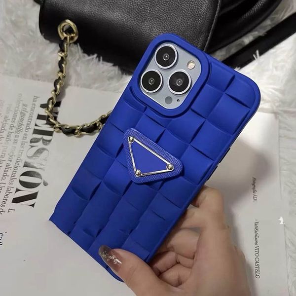 Klein Blue Plaid Fashion Phone Case Case Luxury Designer Coons Case Brand Classic Triangle Unisex iPhone Case для 13 11 12 Pro Max 7 8 XS