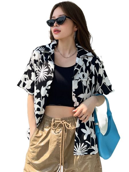 

dazy floral print patched pocket blouse d4r3#, White