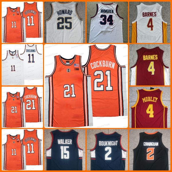 Illinois Fighting Illini #21 Kofi Cockburn 11 Ayo Dosunmu 2 Cade Cunningham 4 Scottie Barnes Iowa State White University Stitched Jerseys